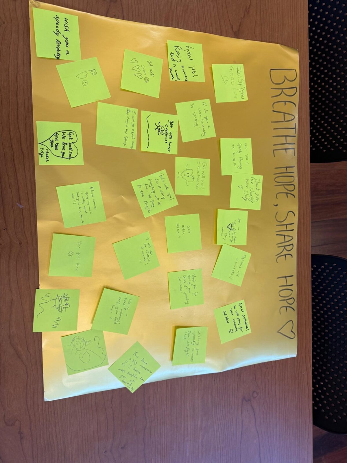 Survivor wall with notes